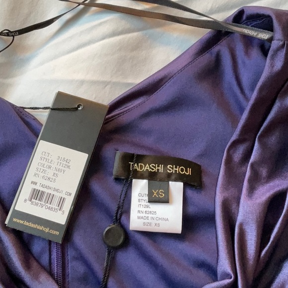 BNWT Tadashi Shoji royal purple ruched full length ball gown XS or US6 - Picture 3 of 8